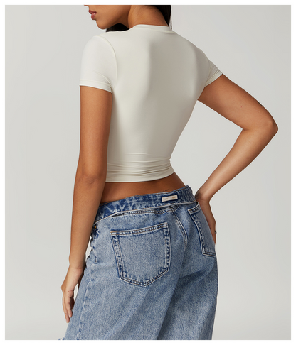 Casual cropped T-shirt met korte mouwen – Sophie