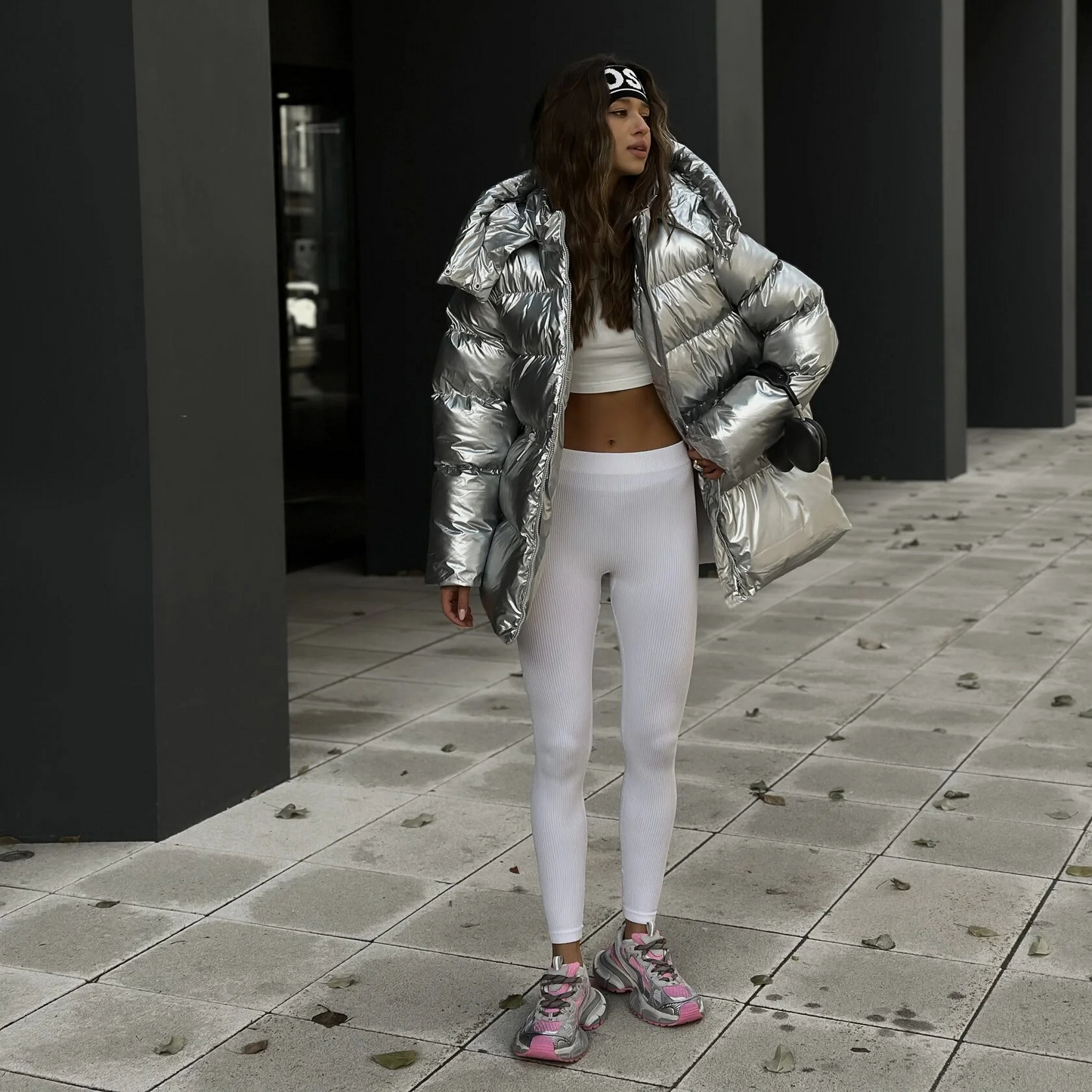 Oversized metallic satijnen pufferjas voor dames – Nova