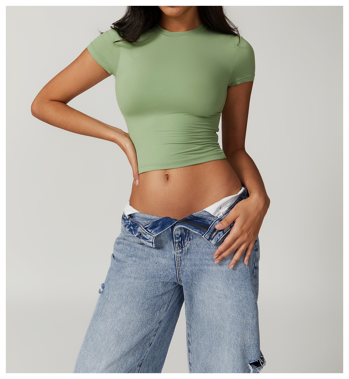 Casual cropped T-shirt met korte mouwen – Sophie