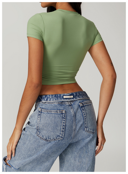 Casual cropped T-shirt met korte mouwen – Sophie