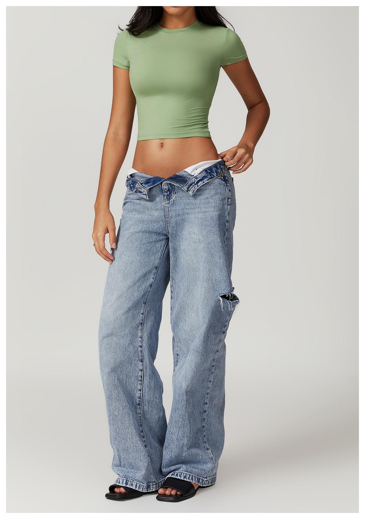 Casual cropped T-shirt met korte mouwen – Sophie