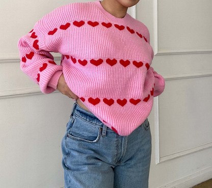 Losse gebreide harttrui voor een speelse look – Emma