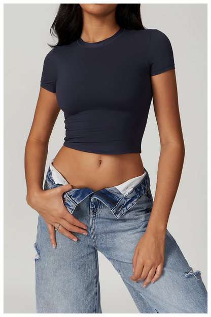 Casual cropped T-shirt met korte mouwen – Sophie