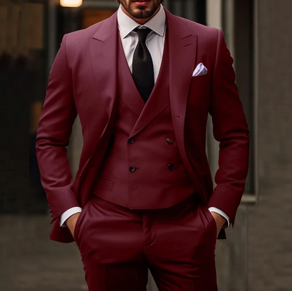 3-delig Pak Voor Heren Bestaande Uit Een Effen Zakelijke Blazer, Gilet en Pantalon - Harvey