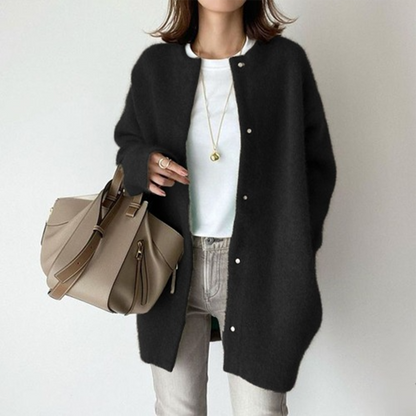 Elegante cashmere damescardigan met fluffy mouwen – Elise