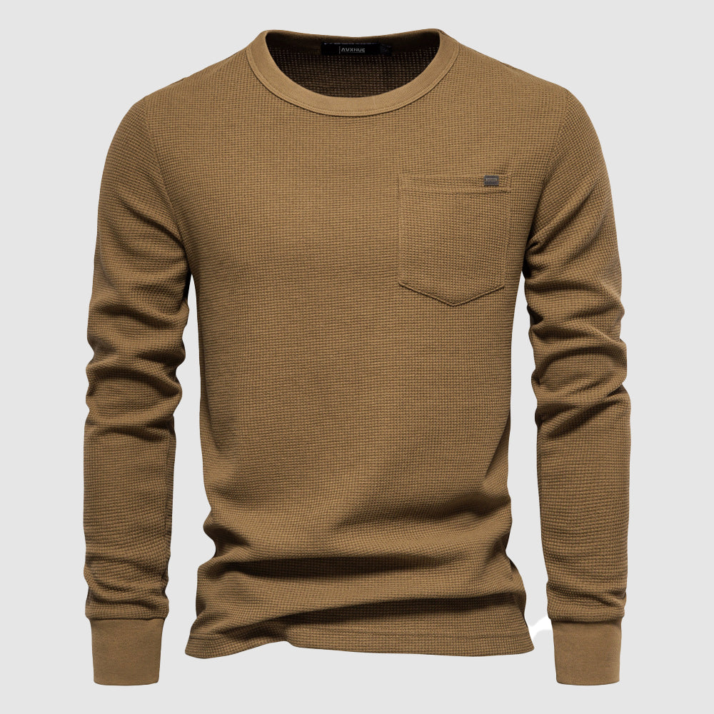 Heren Shirt Lange Mouwen Wafelstof met Borstzak – Sem
