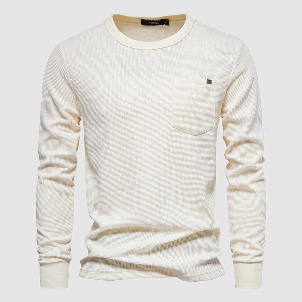 Heren Shirt Lange Mouwen Wafelstof met Borstzak – Sem