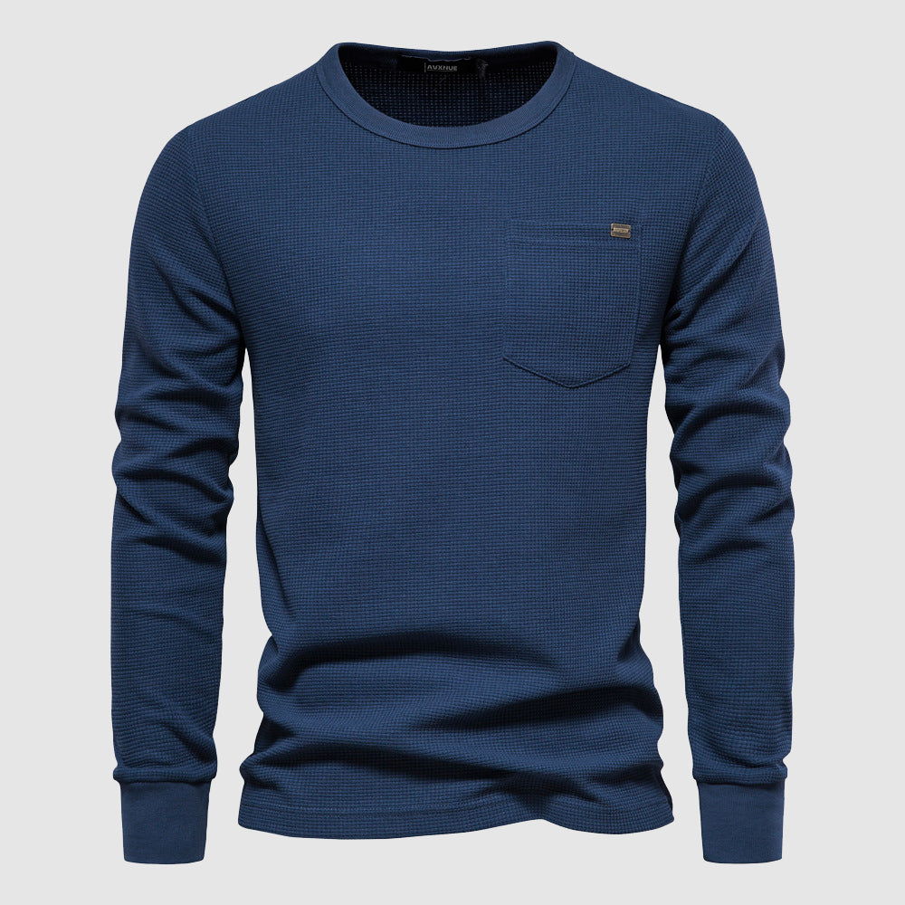 Heren Shirt Lange Mouwen Wafelstof met Borstzak – Sem