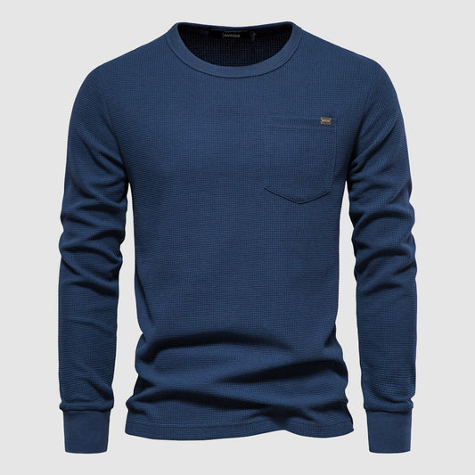Heren Shirt Lange Mouwen Wafelstof met Borstzak – Sem