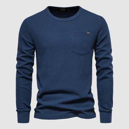 Heren Shirt Lange Mouwen Wafelstof met Borstzak – Sem