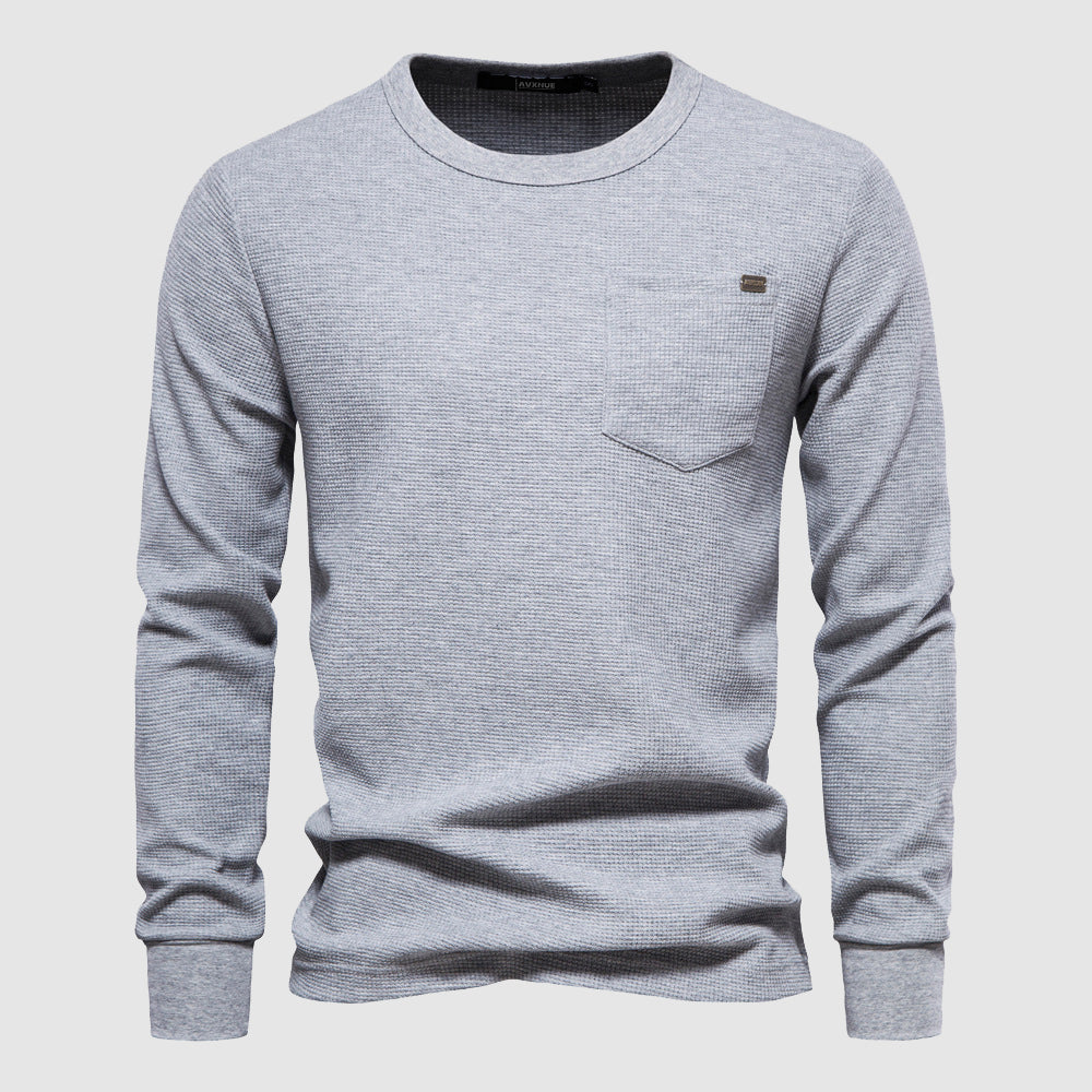 Heren Shirt Lange Mouwen Wafelstof met Borstzak – Sem