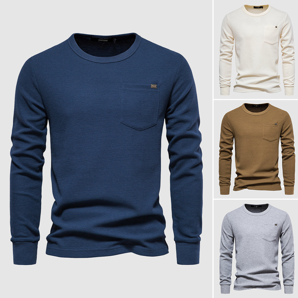 Heren Shirt Lange Mouwen Wafelstof met Borstzak – Sem