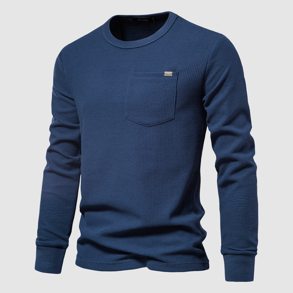 Heren Shirt Lange Mouwen Wafelstof met Borstzak – Sem