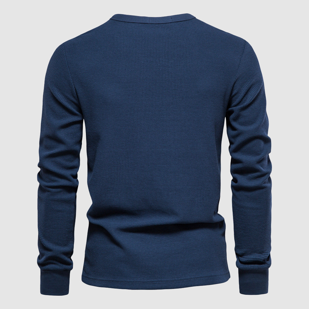 Heren Shirt Lange Mouwen Wafelstof met Borstzak – Sem