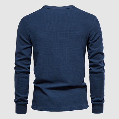 Heren Shirt Lange Mouwen Wafelstof met Borstzak – Sem