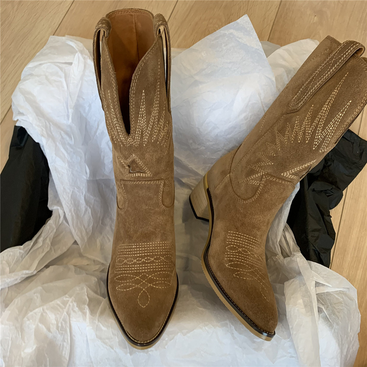 Cowboy Laarzen Dames Hoge Knie met Rits – Emma