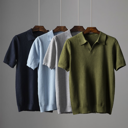 Textuur Ruit Katoen-Hennep Polo Shirt voor Heren – Victor