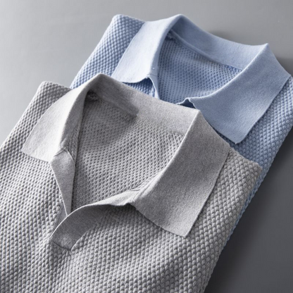 Textuur Ruit Katoen-Hennep Polo Shirt voor Heren – Victor
