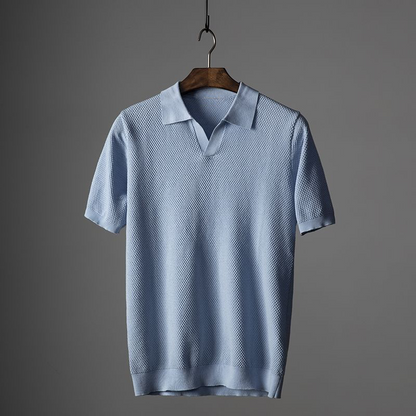 Textuur Ruit Katoen-Hennep Polo Shirt voor Heren – Victor