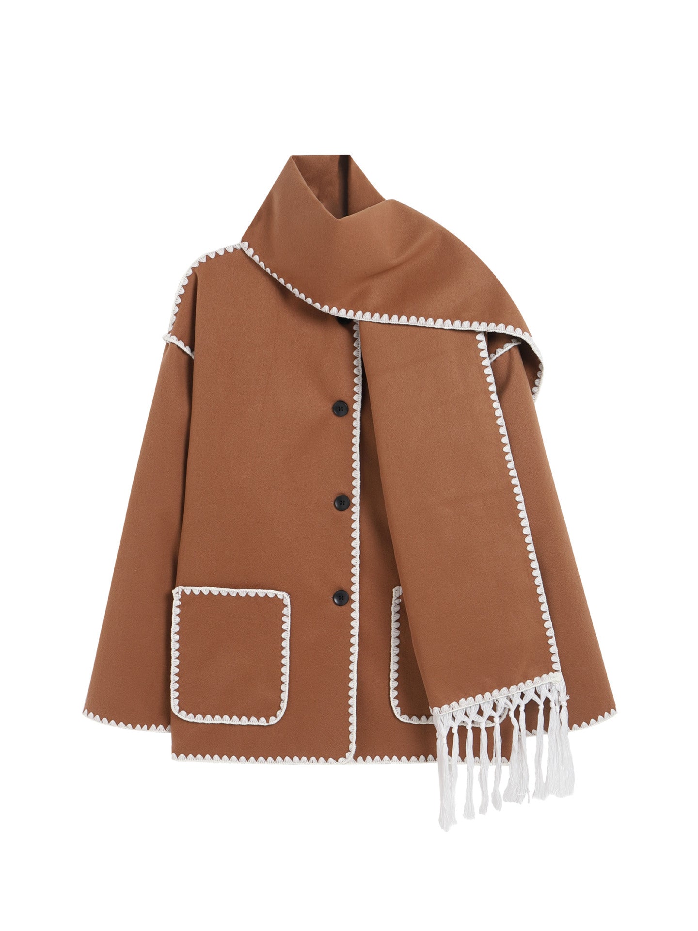 Warme Herfst-Winterjas met Afneembare Sjaal – Emma