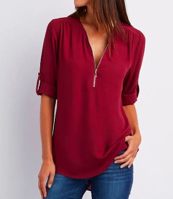 Eenvoudige blouse met rits voor dames – Lianne