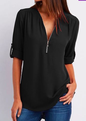 Eenvoudige blouse met rits voor dames – Lianne