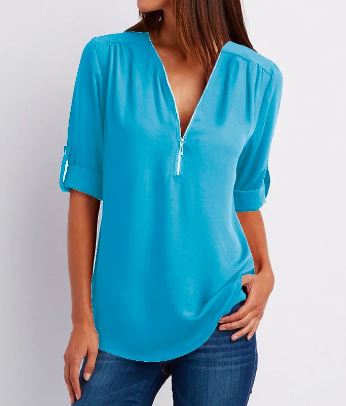 Eenvoudige blouse met rits voor dames – Lianne