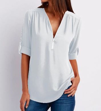 Eenvoudige blouse met rits voor dames – Lianne