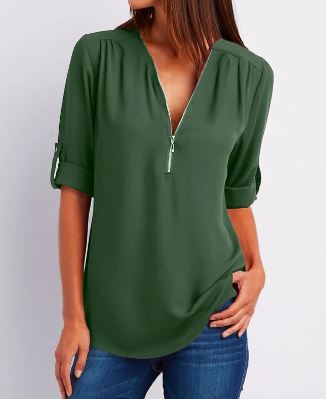 Eenvoudige blouse met rits voor dames – Lianne