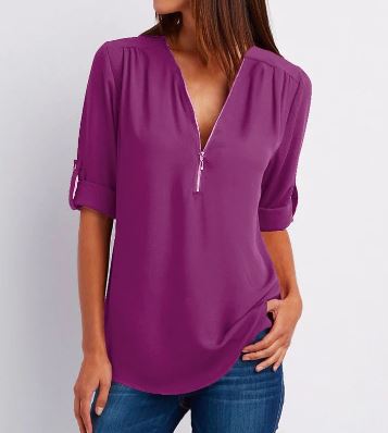 Eenvoudige blouse met rits voor dames – Lianne