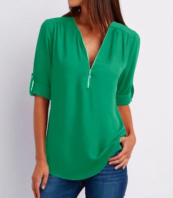 Eenvoudige blouse met rits voor dames – Lianne