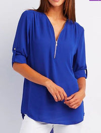Eenvoudige blouse met rits voor dames – Lianne