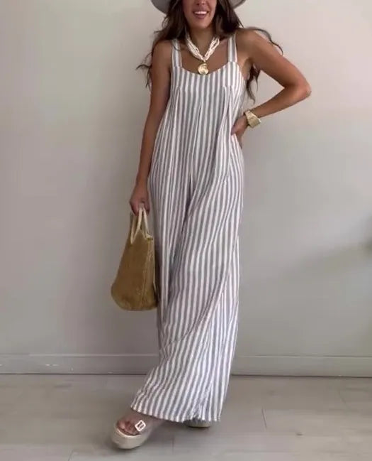 Dames Gestreepte Jumpsuit Losse Pasvorm Comfort – Marvina