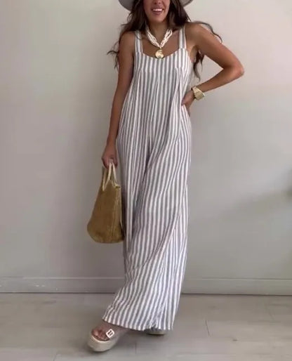 Dames Gestreepte Jumpsuit Losse Pasvorm Comfort – Marvina