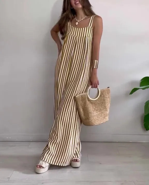 Dames Gestreepte Jumpsuit Losse Pasvorm Comfort – Marvina