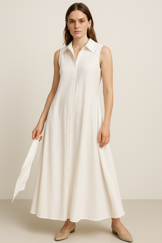 Shirt-style midi-jurk met strikdetail – Lara
