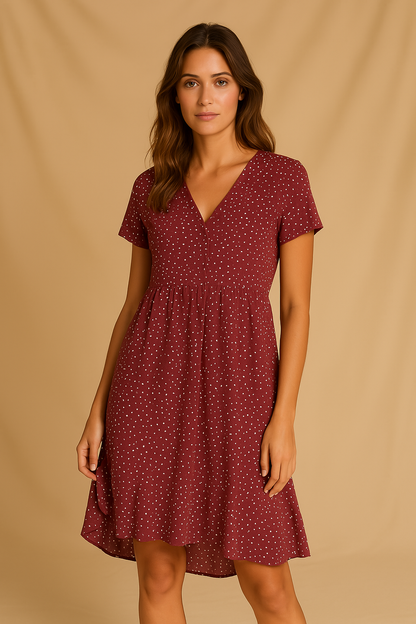 Polkadot midi-jurk met A-lijn pasvorm – Juliette