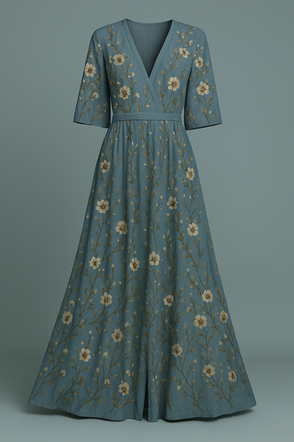 Lange damesjurk bloemenprint elegant zomerlook – Maëlle
