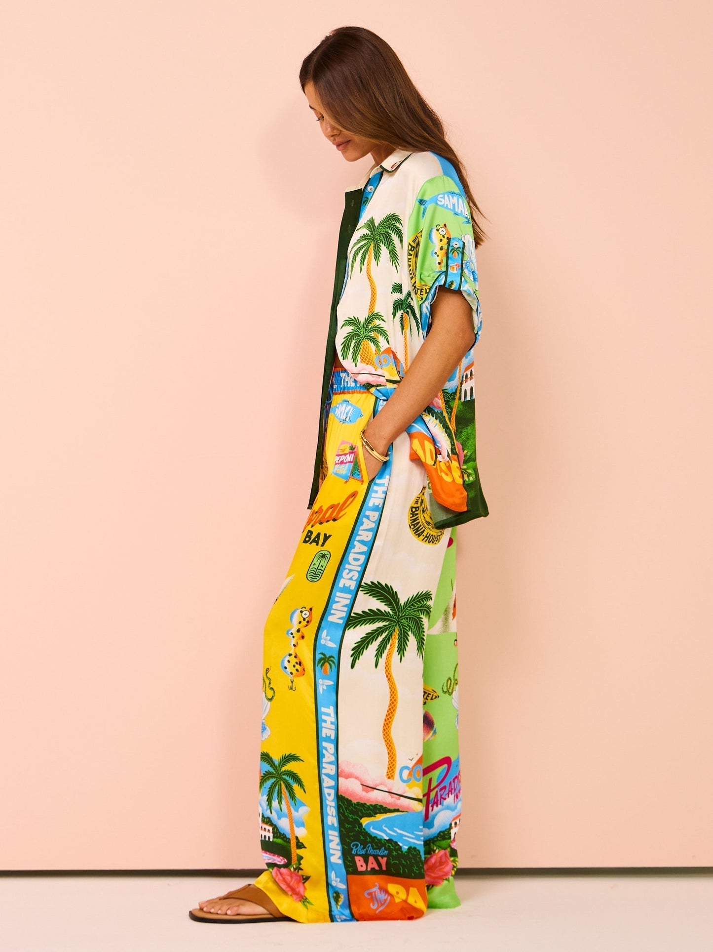 Tropische dames strandset met palmprint en flair – Aluna