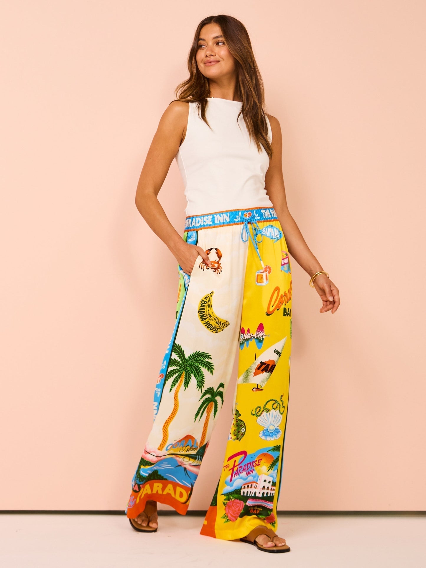 Tropische dames strandset met palmprint en flair – Aluna