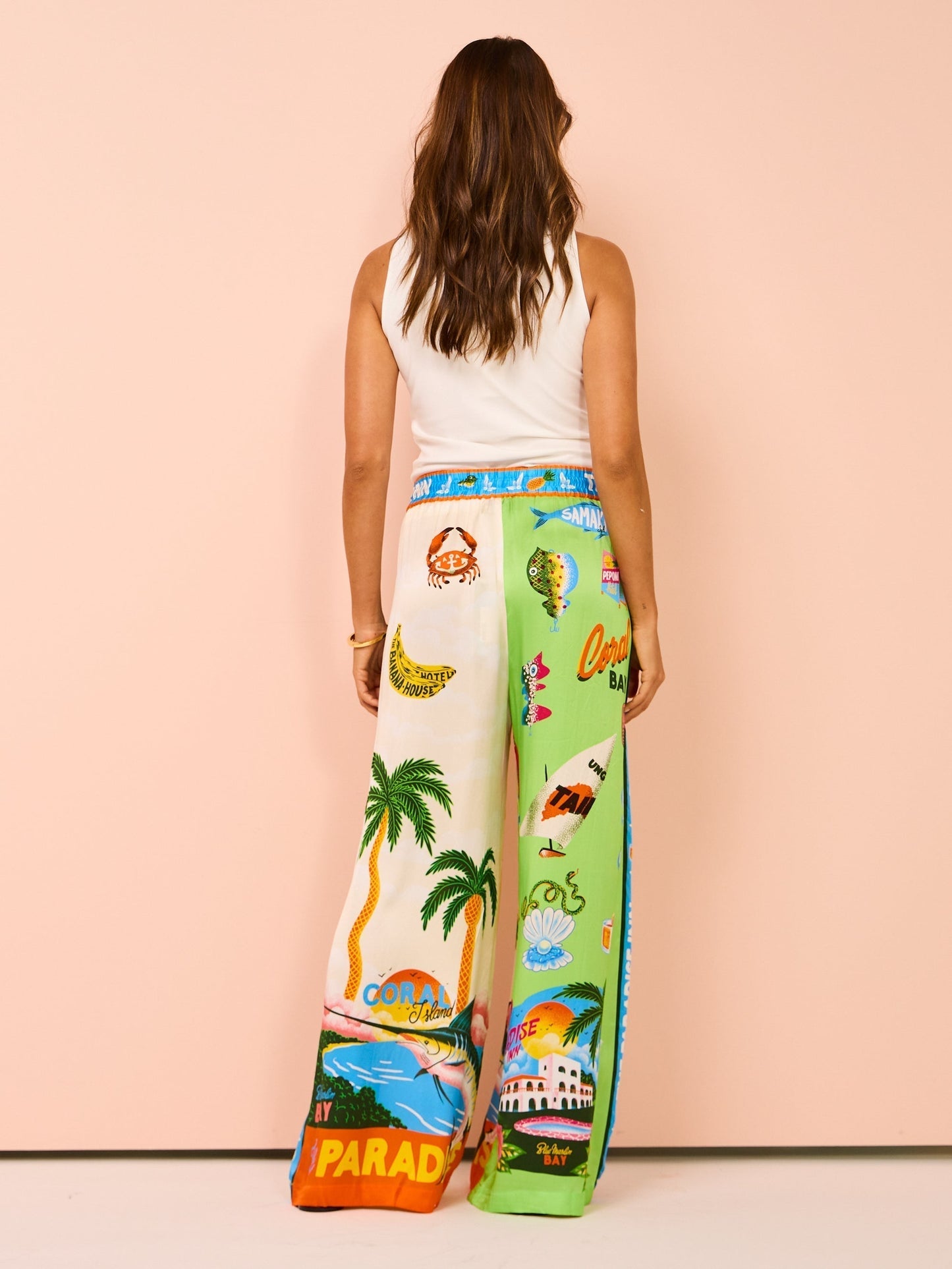 Tropische dames strandset met palmprint en flair – Aluna