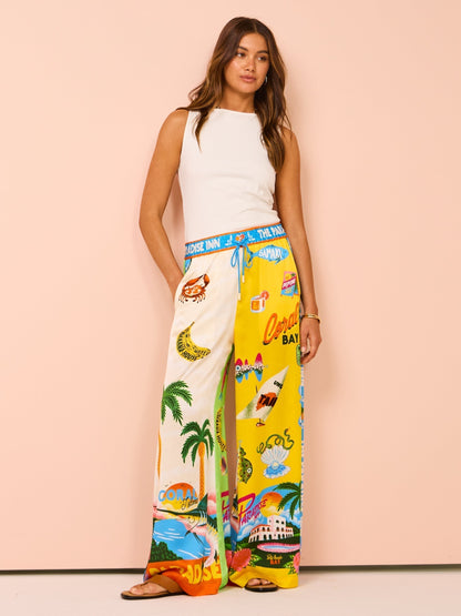 Tropische dames strandset met palmprint en flair – Aluna