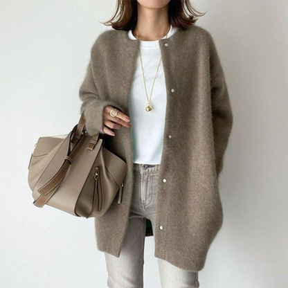 Elegante cashmere damescardigan met fluffy mouwen – Elise