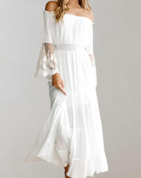 Kanten Midi-Jurk Met Off-Shoulder Look – Elara