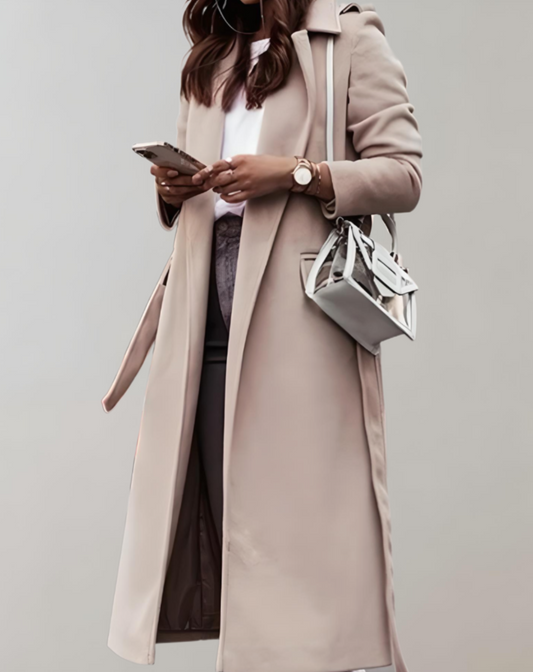 Oversized lange jas met ceintuur voor dames – Sophie