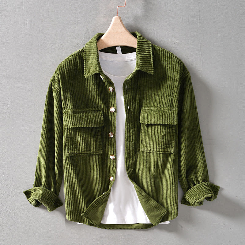 Retro Corduroy Overhemd met Zakken voor Heren – Daan