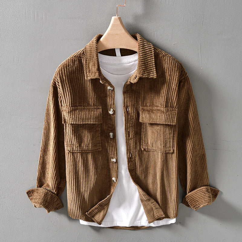 Retro Corduroy Overhemd met Zakken voor Heren – Daan
