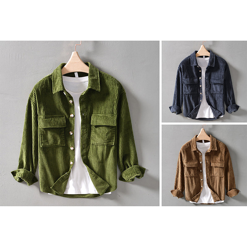 Retro Corduroy Overhemd met Zakken voor Heren – Daan