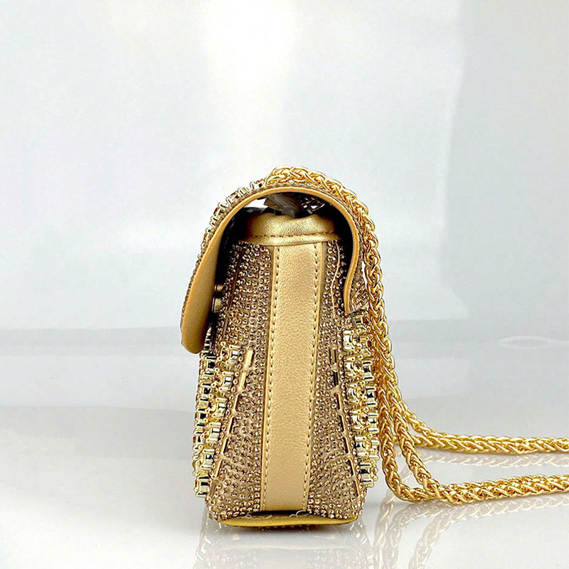 Strass avondtas met gouden ketting voor dames – Nirelle