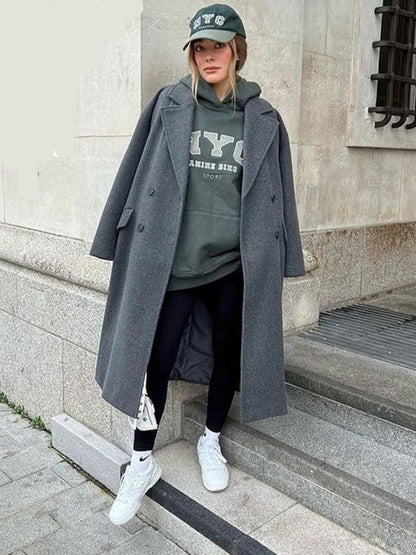 Elegante wollen trenchcoat met ceintuur – Isabella